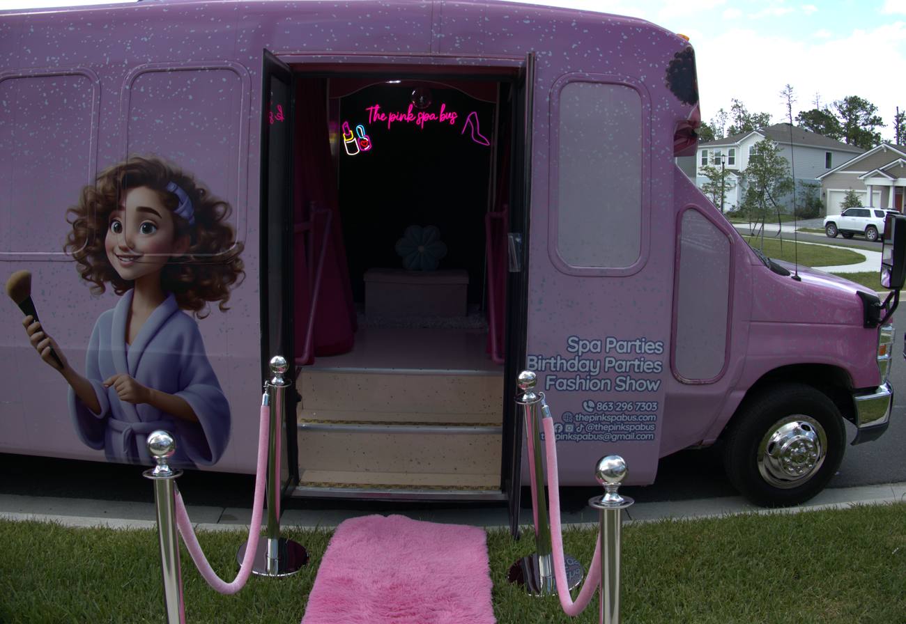 Step aboard — the pink entrance